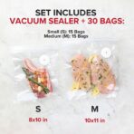 Chef Preserve Compact Vacuum Sealer for Food (Vacuum Sealer Machine + 30 Reusable Vacuum Bags) Powerful Handheld Vacuum Sealer Machine, Seal Meal Saver, Portable Food Sealer - Image 5