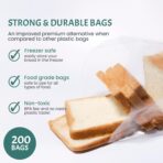 Reusable Plastic Bread Bags for Homemade Bread - 200 Pack Clear Bag with Ties For An Airtight Moisture-free Preservation and Storage - Loaf for Home Bakers and Bakery Owners - Image 3