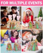 Labeol 100pcs Iridescent Cellophane Bags Goodie Candy Gift Bags 5×11 4×9.5 Valentines Day Treat Bags with Ties Clear Holographic Party Favor Wraps Easter Christmas - Image 5