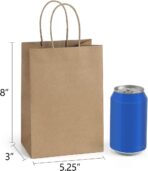 BagDream Gift Bags 100Pcs 5.25x3x8 Small Kraft Paper Gift Bags with Handles Bulk, Brown Paper Sacks for Small Business, Retail, Merchandise, Wedding Birthday Party Favor - Image 3