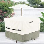 Square Patio Furniture Cover for 5-Piece Bar Height Patio Dining Set Covers,100% Waterproof Outdoor 66 Inch Square High Wicker Bar Table and Chairs Cover, Beige - Image 8