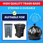 Tasker 95-96 Gallon Trash Bags Heavy Duty (Mega-Value 50/Bags w/Ties) 95-100 Gallon Trash Bags│Black Heavy Duty Trash Bag │Extra Large Garbage Bags - Image 4