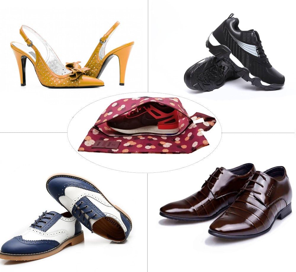 M-jump 4 Pack Travel Essentials Shoe Bags 4 Colors Fashion Shoe Bags for Men & Women Shoe Storage, Travel Accessories Vacation, Luggage Organizer Portable Shoe Pouch with Handle - Image 6