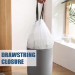 Small Trash Bags 4 Gallon - Drawstring 4 Gallon Trash Bag, Individual Unscented Small Garbage Bags, White 4 Gal Trash Can Liners Bathroom Trash Bags, 57 Count - Image 3