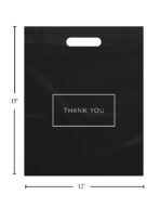 Purple Q Crafts Die Cut Plastic Shopping Bags with Thank You Logo 12" x 15" Boutique Bags with Handles 100 Pack for Merchandise, Gifts, Trade Shows and More - Image 4