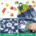 WOWBOX Reusable Grocery Bags Foldable Tote Bags Bulk with Reinforced Handles Shopping Bags for Groceries Heavy Duty Kitchen Reusable Grocery Bags with Waterproof Coating 4-Pack, Blue - Image 3