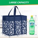 WOWBOX Reusable Grocery Bags Foldable Tote Bags Bulk with Reinforced Handles Shopping Bags for Groceries Heavy Duty Kitchen Reusable Grocery Bags with Waterproof Coating 4-Pack, Blue - Image 4
