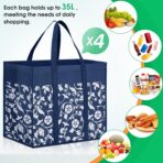 WOWBOX Reusable Grocery Bags Foldable Tote Bags Bulk with Reinforced Handles Shopping Bags for Groceries Heavy Duty Kitchen Reusable Grocery Bags with Waterproof Coating 4-Pack, Blue - Image 5