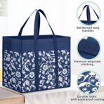 WOWBOX Reusable Grocery Bags Foldable Tote Bags Bulk with Reinforced Handles Shopping Bags for Groceries Heavy Duty Kitchen Reusable Grocery Bags with Waterproof Coating 4-Pack, Blue - Image 6