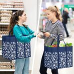WOWBOX Reusable Grocery Bags Foldable Tote Bags Bulk with Reinforced Handles Shopping Bags for Groceries Heavy Duty Kitchen Reusable Grocery Bags with Waterproof Coating 4-Pack, Blue - Image 7