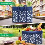 WOWBOX Reusable Grocery Bags Foldable Tote Bags Bulk with Reinforced Handles Shopping Bags for Groceries Heavy Duty Kitchen Reusable Grocery Bags with Waterproof Coating 4-Pack, Blue - Image 8