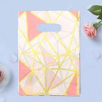 Joyhey 100 Count 5.8" x 7.8" Plastic Merchandise Bags, Shopping Retail Boutique Bags with Die Cut Handles - White Geometry - Image 4