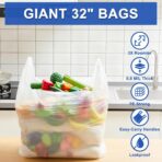 100 Pack 32" x 19" x 6" Extra Large White Plastic Shopping Bags(0.8 Mil Thick) Reusable Heavy Duty Large T-shirt Grocery Bags Bulk with Handles for Restaurant, Retail, Business - Image 5