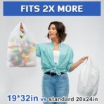 100 Pack 32" x 19" x 6" Extra Large White Plastic Shopping Bags(0.8 Mil Thick) Reusable Heavy Duty Large T-shirt Grocery Bags Bulk with Handles for Restaurant, Retail, Business - Image 6