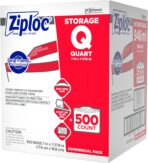 SC Johnson Professional, Ziploc Storage Bags, For Food Organization and Storage, Double Zipper Seal, Easy-Open Tabs Quart, 500 Count - Image 10