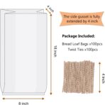 Bread Bags With Ties,100 Pieces 18x4x8 Inches Reusable Plastic Loaf Storage Bags for Homemade Bread Gift Giving - Image 3