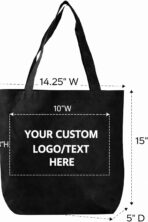 Custom Tote Bags 10–100 Pack, Personalized Reusable Shopping Bags with Handles, 14.25” W x 15” H x 5” Bottom Gusset, Lightweight Promotional Tote Bags with Logo or Text for Everyday Use - Image 6