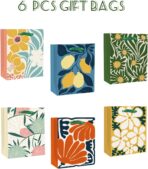 qiqee 7.9"x4.3"x9.6" 6PCS Clash Flowers Paper Gift Bags with Tissue Paper Handles Medium Size Bags（12pcs Tissue Paper ） - Image 3