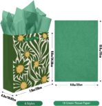 qiqee 7.9"x4.3"x9.6" 6PCS Clash Flowers Paper Gift Bags with Tissue Paper Handles Medium Size Bags（12pcs Tissue Paper ） - Image 6