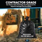 Contractor Garbage Bags 55 Gallon | 32 Trash Bags | Heavy Duty | Black ContractorLarge 55-60 Gallon Trash Bags Heavy Duty Liners, Extra Large Trash Liners Construction, Industrial Bag - Image 3