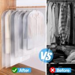 BALEINE 40'' Translucent Garment Bags, 12 Packs PEVA Dress Bag for Closet Clothes Dresses Suit Coats Storage (White, 12PK) - Image 7