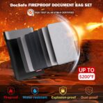 DocSafe Fireproof Document Bag (5200℉) with Fireproof Organizer Travel Case,Heat Insulated Fire＆Water Resistant 8 Layers Safe Money Bag Storage for Important Documents,Cash,Power Bank,Valuables,Black - Image 3