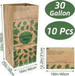 YOUEON 10 Pack 30 Gallon Leaf Bags Brown Paper, 2-Ply Heavy Duty Lawn and Refuse Bags, Yard Waste Bags for Home, Garden, Yard, Self Standing and Tear Resistant - Image 3