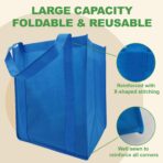 10 Pack Reusable Shopping Bags - 14.9x12.6x9.4 Inth Bulk Tote Bag for Grocery with 5 Pack Thick Plastic Bottom can Hold 50 Lbs, Foldable & Durable with Reinforced Handles - Image 5