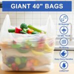 100 Pack 40" x 30" x 8" Extra Large White Plastic Shopping Bags(0.8 Mil Thick) Reusable Heavy Duty Large T-shirt Grocery Bags Bulk with Handles for Restaurant, Retail, Business - Image 5