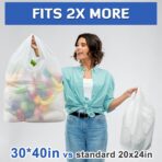 100 Pack 40" x 30" x 8" Extra Large White Plastic Shopping Bags(0.8 Mil Thick) Reusable Heavy Duty Large T-shirt Grocery Bags Bulk with Handles for Restaurant, Retail, Business - Image 6