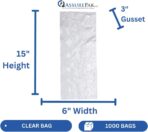 ASSUREPAK Clear (Natural Color) LDPE Poly Vented Bags (With Venting Holes) - 6"x3"x15" - 1000 Bags - 0.80 mil - Clear - LDVENT6315WF - AssurePak - Image 3