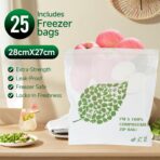 Compostable Gallon Size Food Storage Bags Freezer and Leak Proof, (25 Eco Zip) Seal well for Fruit,Food and Vegetable Plant-Based BPA-free (25) - Image 3