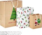 Hallmark Christmas Gift Bags for Kids (8 Bags: 3 Small 6", 3 Medium 9", 2 Large 13") Recyclable Kraft with Santa, Lights and Tree - Image 4