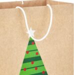 Hallmark Christmas Gift Bags for Kids (8 Bags: 3 Small 6", 3 Medium 9", 2 Large 13") Recyclable Kraft with Santa, Lights and Tree - Image 5