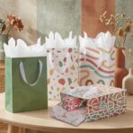 woric 10.6" Medium Gift Bags with Tissue Paper, 4 Pack Gift Wrap Bag with Greeting Cards for Birthdays Bridal Showers Mothers Day Weddings (10.6x7.87x4.7in) - Image 5