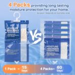 Dehumidifier Bags Hanging Moisture Absorbers – 4 Packs Dehumidifiers for Home Closet Bathroom Basement, Hanging Bag Desiccant Packs for Bedroom RV Camper, Odor Absorber Household Essentials - Image 8
