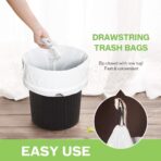 4 Gallon 140 Counts Strong Drawstring Trash Bags Garbage Bags by Teivio, Bathroom Trash Can Bin Liners, Small Plastic Bags for home office kitchen, White - Image 7