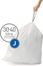 simplehuman Code J 100 Count, Dispenser Pack Custom Fit Liners, Drawstring Trash Bags, 30-45 Liter / 8-12 Gallon, White - Image 3