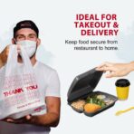 Soeos 70 Count Thank You Plastic Bags (11.5" x 6.5" x 21") Reusable White Shopping Bag with Handles for Grocery, Convenience Store, Restaurant, Supermarket, To Go & Takeout (Made in US) - Image 5