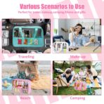 Chenille Letter Patch Clear Travel Bags, Preppy PVC&Nylon Makeup Bag with Handle and Zipper, Waterproof Large Clear Travel Toiletry Bag Storage Bag for Women Girls - Image 6