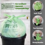 2.6 Gallon 100% Compostable Bags Handle Tie (110 Bags) Small Disposable Compost Trash Bags Food Scrap Garbage Bags US BPI Certified TUV OK Compost Home Certified Meeting ASTM D6400 (110 ct.) - Image 4