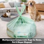2.6 Gallon 100% Compostable Bags Handle Tie (110 Bags) Small Disposable Compost Trash Bags Food Scrap Garbage Bags US BPI Certified TUV OK Compost Home Certified Meeting ASTM D6400 (110 ct.) - Image 5