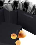 qiqee 5PCS Black Gift Bags with Ribbon Handles 9.6"x7.9"x4.3" Medium Size Gift Bags (10PCS Tissue Paper included, Medium Wide) - Image 3