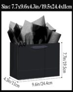 qiqee 5PCS Black Gift Bags with Ribbon Handles 9.6"x7.9"x4.3" Medium Size Gift Bags (10PCS Tissue Paper included, Medium Wide) - Image 4