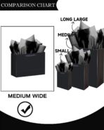 qiqee 5PCS Black Gift Bags with Ribbon Handles 9.6"x7.9"x4.3" Medium Size Gift Bags (10PCS Tissue Paper included, Medium Wide) - Image 5