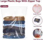 Large Plastic Bags With Zipper Top,5 Gallon,18" x 24",10 Pack,Extra Large Storage Packaging for Clothes,Travel, Moving, Large Reusable Bags,Heavy-Duty,BPA-Free, 2.36-mil Thick Clear - Image 4