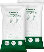SONGMICS Trash Bags for 8-Gallon (30 L) Trash Cans, Drawstring Kitchen Garbage Bags, Pre-Separated, Liner Code 30A, 2 Rolls, 90 Count, White UKRB30A02 - Image 10
