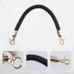 Semetall 2Pcs PU Leather Handbag Handles, Braided Replacement Purse Straps With Gold Spring Buckle for DIY Making, Black and Brown, 11.8" - Image 5