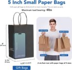 GSSUSA Kraft Paper Gift Bags 5.25x3.75x8'' 20 Pcs, Black Paper Bags with Handles, Bulk Kraft Gift Bag for Shopping, Craft, Grocery, Party, Retail, Lunch, Business, Wedding, Merchandise, Boutique - Image 3