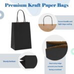 GSSUSA Kraft Paper Gift Bags 5.25x3.75x8'' 20 Pcs, Black Paper Bags with Handles, Bulk Kraft Gift Bag for Shopping, Craft, Grocery, Party, Retail, Lunch, Business, Wedding, Merchandise, Boutique - Image 4